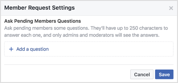 El grupo de Facebook hace preguntas a los miembros pendientes