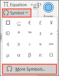 Símbolo, más símbolos en Word en Windows