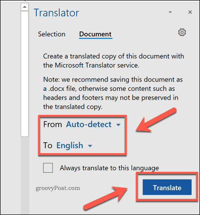Traducción de un documento PDF completo en Word