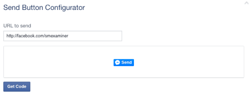 Botón de envío de Facebook configurado en la página de Facebook