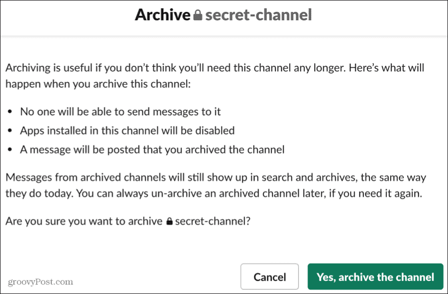 Archivar un canal
