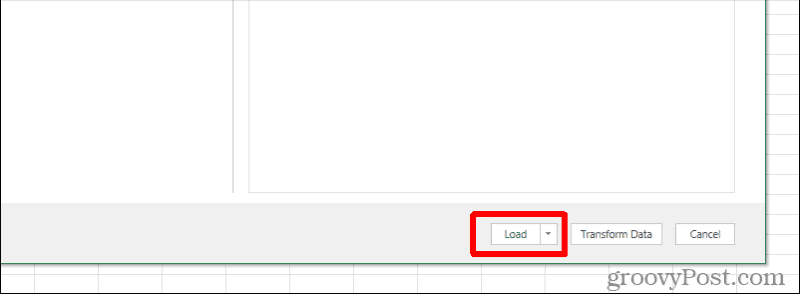 botón de carga de Excel