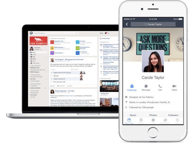 Facebook está presentando una versión gratuita de Workplace, su herramienta de redes sociales para que los trabajadores conversen y colaboren.