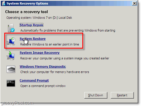 La restauración del sistema de Windows 7 es de fácil acceso desde el modo de reparación de boto