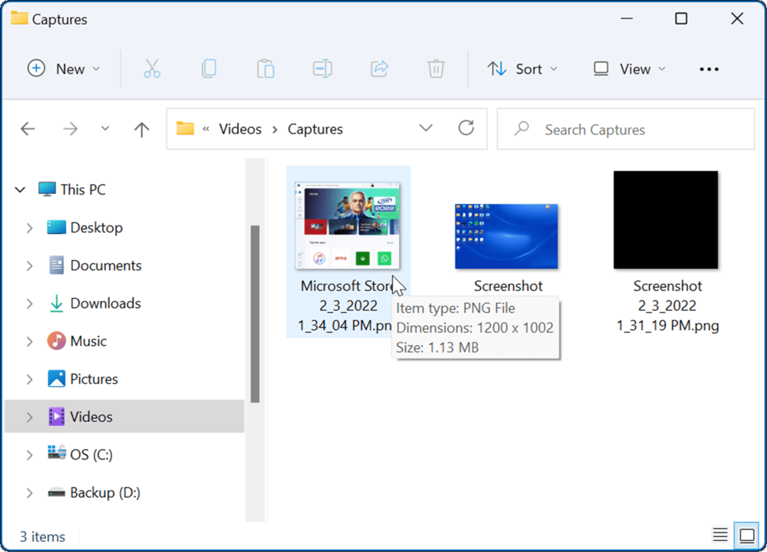 carpeta de captura de video tomar una captura de pantalla en Windows 11
