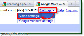 ir a la configuración de Google Voice