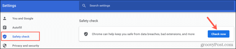 Realice una verificación de seguridad en Chrome