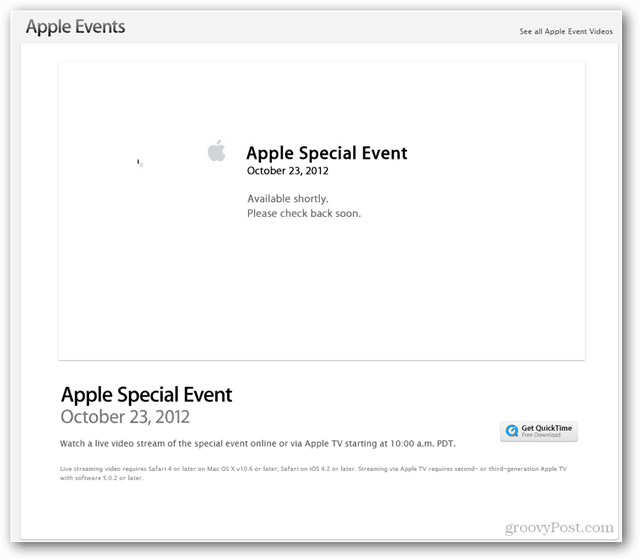 Evento de Apple 23 de octubre de 2012