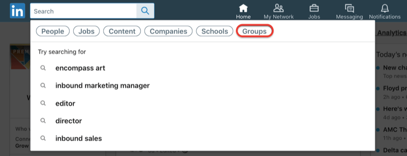 buscar grupos de LinkedIn
