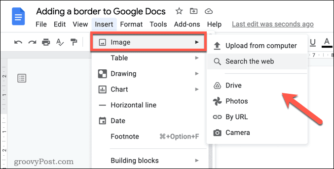Insertar una imagen en Google Docs
