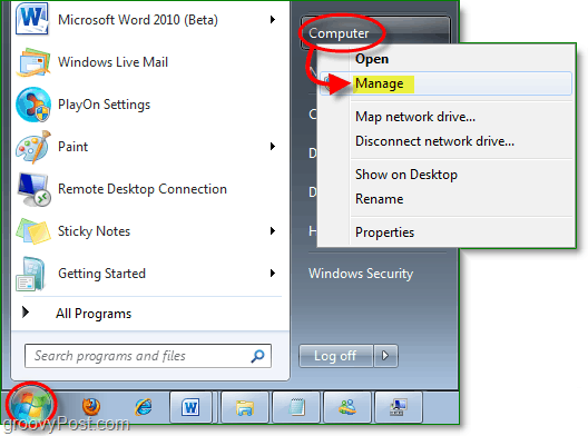 acceder al administrador de dispositivos desde el menú de inicio de Windows 7
