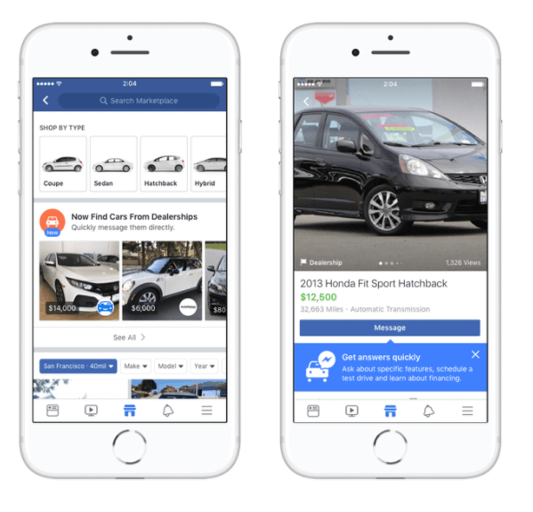 Facebook Marketplace se está asociando con los líderes de la industria automotriz Edmunds, Cars.com, Auction123 y más para facilitar la compra de automóviles a los compradores en los EE. UU.