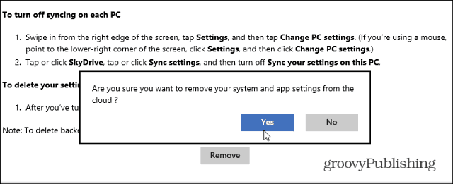 Eliminar datos sincronizados de SkyDrive en Windows 8.1