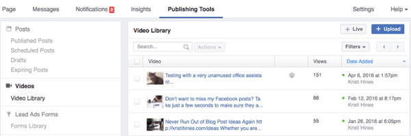 video de herramientas de publicación de facebook