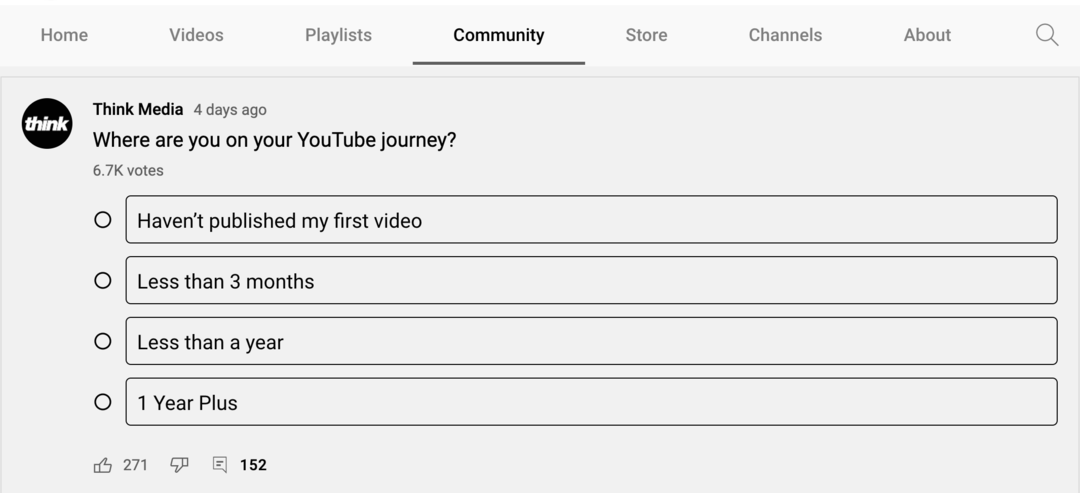 imagen de la encuesta en la pestaña Comunidad del canal de YouTube