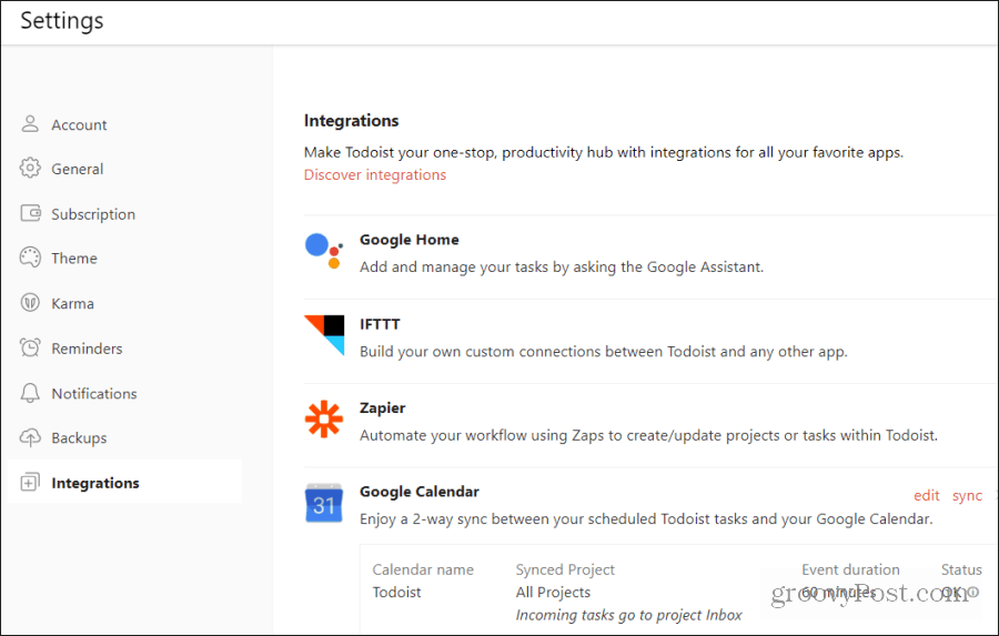 integración de calendario todoist google