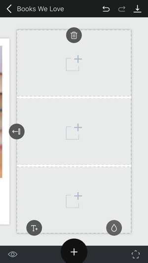 Cree un paso 7 de la historia de Unfold Instagram que muestra la plantilla de página con la papelera.