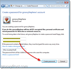 Cómo crear una nueva contraseña para una cuenta de usuario de Windows 7