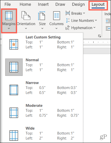 Cambiar márgenes en Word