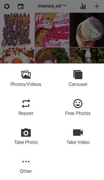 paso 1 de cómo usar la aplicación Vista previa para planificar el feed de Instagram