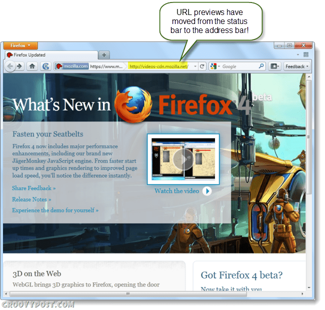 captura de pantalla de Firefox 4 beta