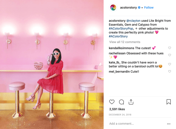 Cree una historia de Instagram de A Color Story, paso 7 que muestre una publicación terminada.