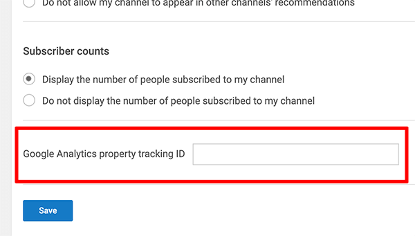 Google Analytics cómo conectar el ID de seguimiento de la propiedad al canal de YouTube paso 2