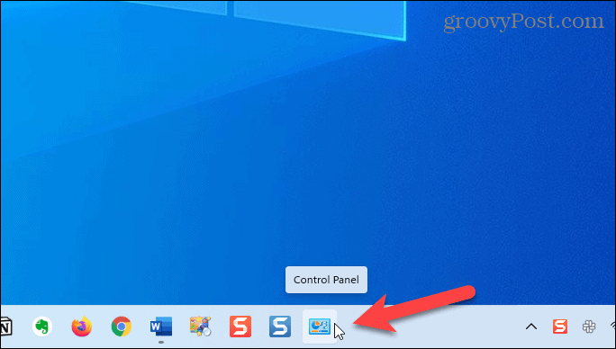 Panel de control en la barra de tareas en Windows 11