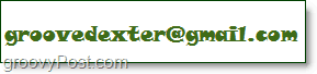 la dirección de correo electrónico de groovedexter se muestra como una imagen para fines de ejemplo