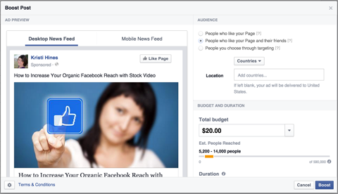 Configuración del botón de publicación de Facebook Book Boost