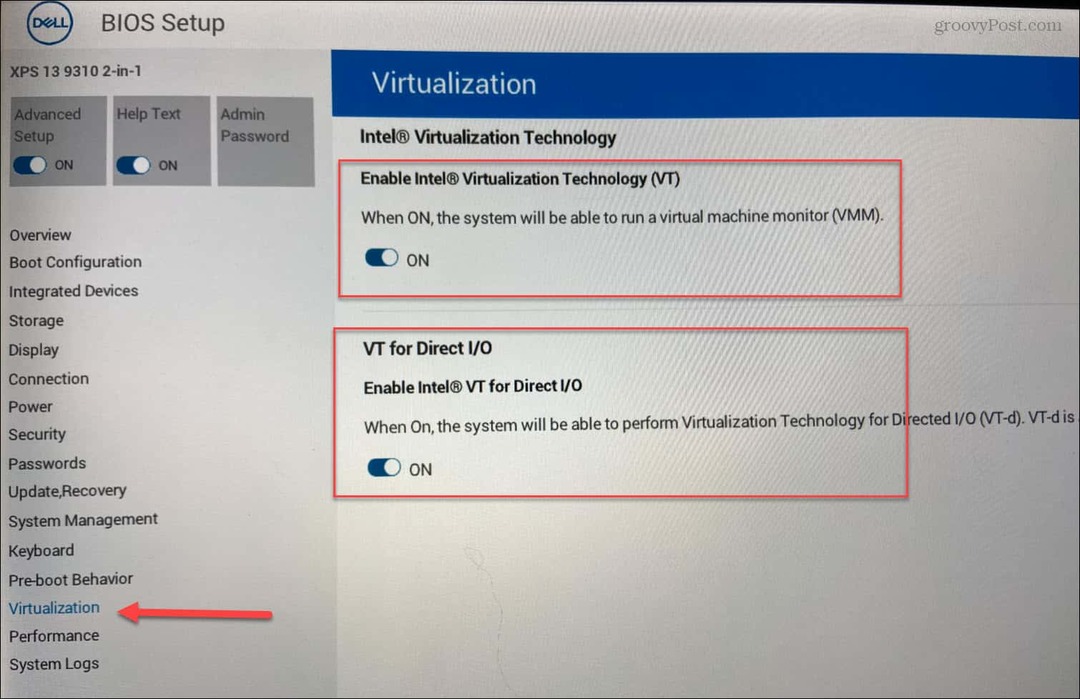 BIOS habilita la virtualización