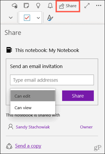 Compartir un bloc de notas en OneNote para Windows 10