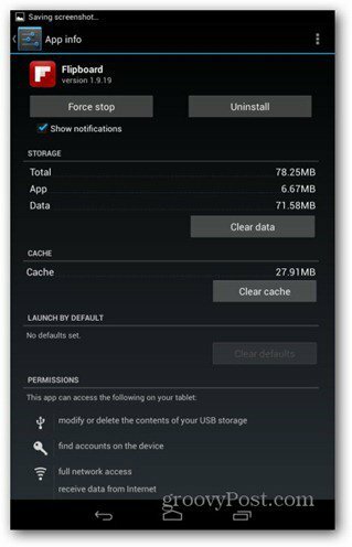 Desinstalación de la aplicación Nexus 7