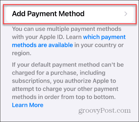 Cambie el método de pago de su cuenta Apple