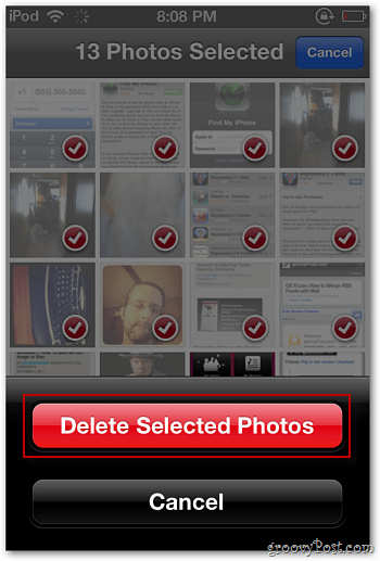 Eliminar fotos seleccionadas iPod
