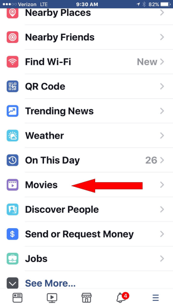 Facebook agrega una sección de películas dedicada al menú de navegación principal de la aplicación móvil.