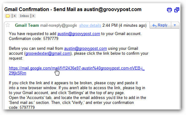 bandeja de entrada de gmail: correo electrónico de verificación