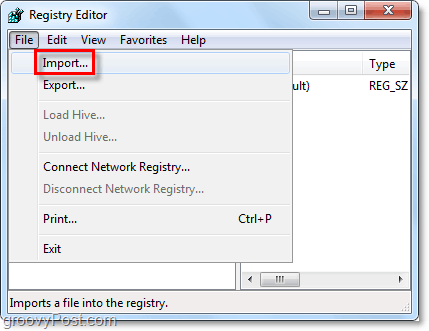 importación de registro en windows 7 y vista