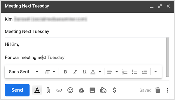 Gmail Smart Compose utiliza texto predictivo para ayudarlo a escribir correos electrónicos rápidamente.