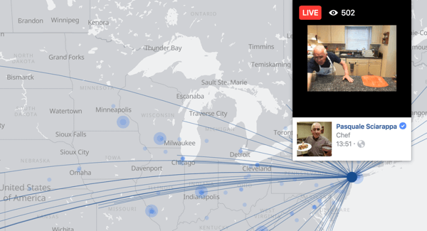 El mapa de Facebook Live facilita a los usuarios encontrar transmisiones de video en vivo en todo el mundo.