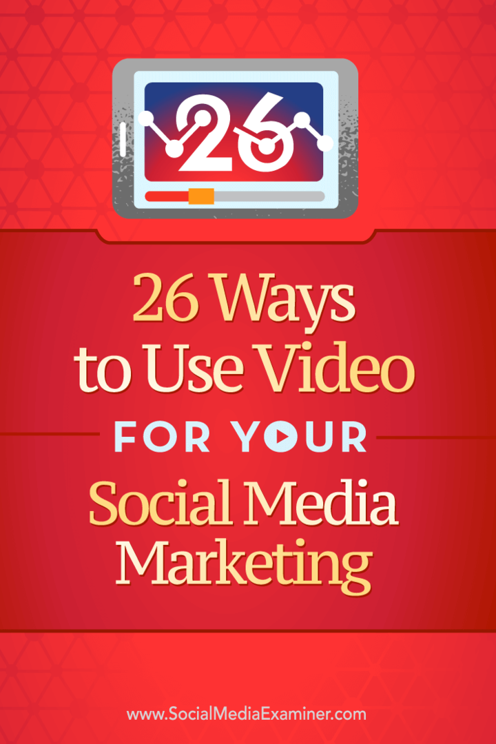 Consejos sobre 26 formas en las que puede utilizar el vídeo en su marketing social.