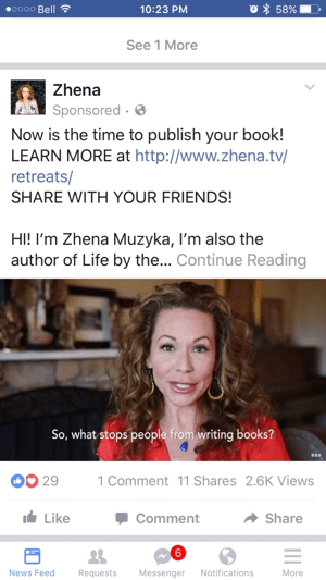 anuncio de video de facebook de zhena