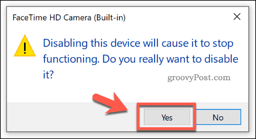 Confirmación de que un dispositivo está deshabilitado en el Administrador de dispositivos en Windows 10
