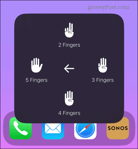 toque de asistencia seleccione el número de dedos