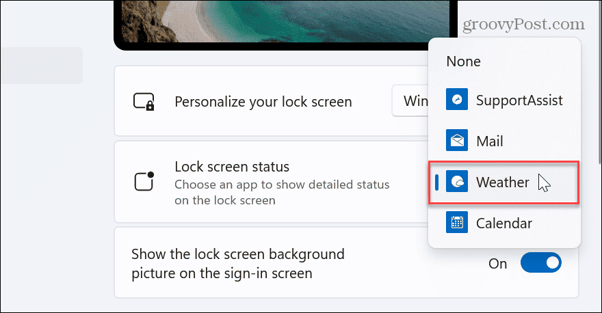 Clima para la pantalla de bloqueo de Windows 11
