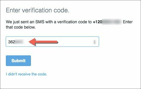 código de verificación de inicio de sesión de Twitter