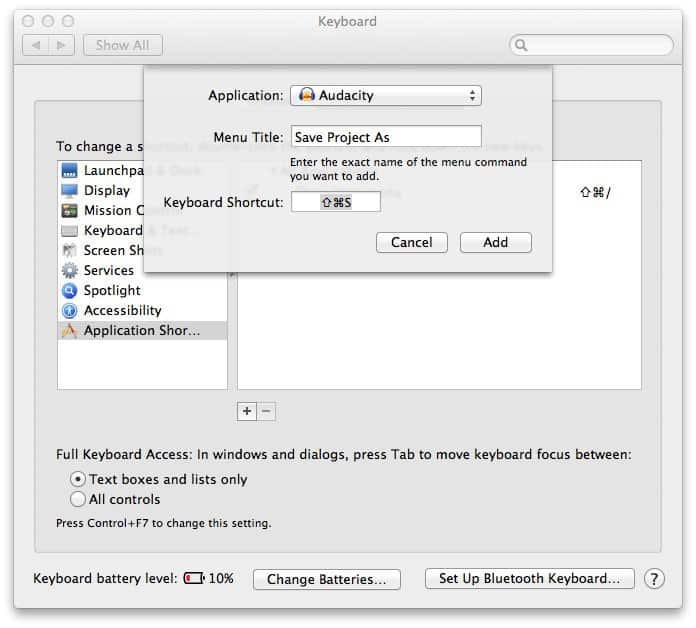 Cómo crear un atajo de teclado en cualquier programa de Mac OS X