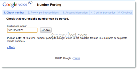 Número de teléfono del puerto de Google Voice