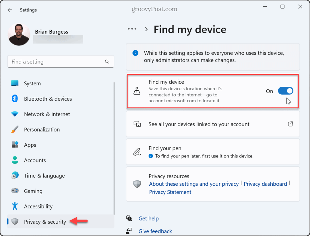 Cómo habilitar Buscar mi dispositivo en Windows 11