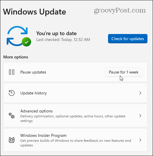 Pausar las actualizaciones de Windows 11